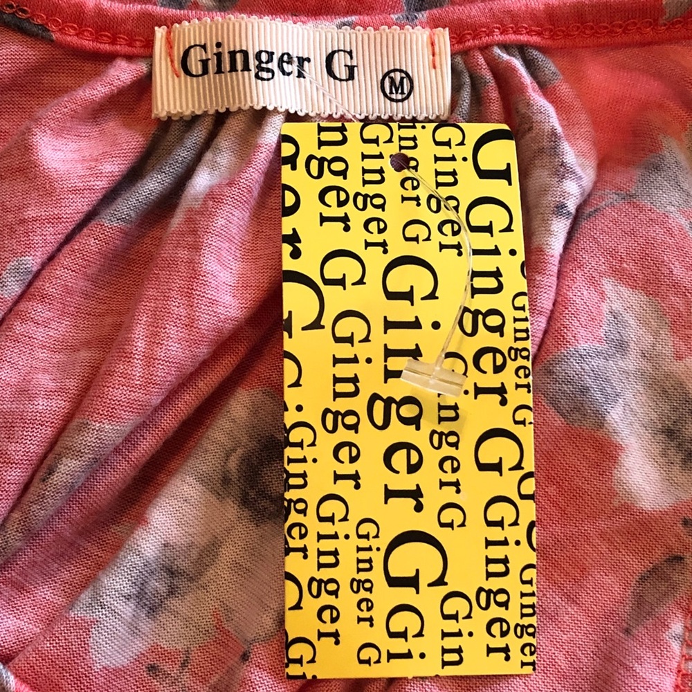 Ginger G Pink Floral Cold Shoulder Top - Picture 7 of 8